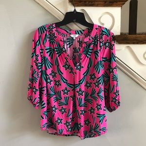 Crown & Ivy 3/4 Sleeve Printed Peasant Blouse, Size XS